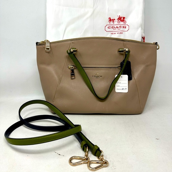 Coach Leather Shoulder Bag, Women's Size M - Prairie Beige Olive Green - Picture 1 of 11